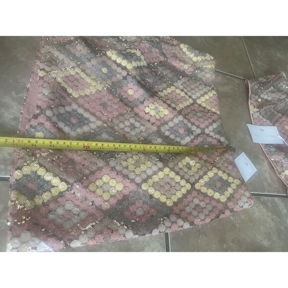 NWT CAROLINE CONSTAS Sequin Crop Top & Skirt Set Pink Size 10 - Picture 7 of 10